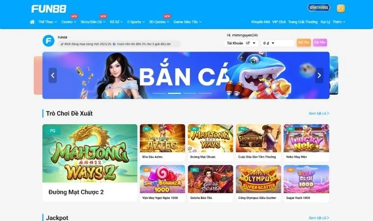 Bắn Cá Tại Fun88 Bật Mí Kinh Nghiệm Săn Rồng Vàng Thắng Lớn 2025 1 Sảnh Bắn Cá Tại Fun88 thiết kế giao diện đẹp, chuyên nghiệp